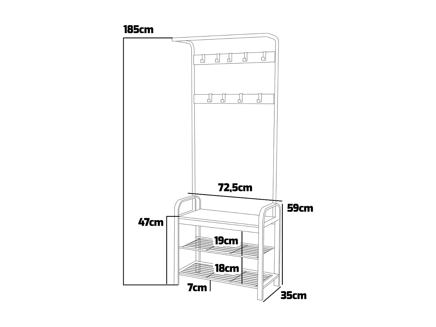 Sirsa - Perchero independiente con banco y zapatero incorporado