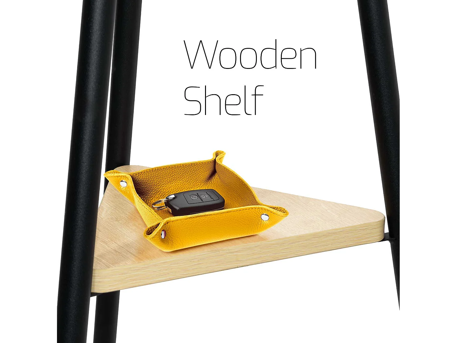 Gubinde - Cabide metálico 180x50 cm com 2 prateleiras de madeira