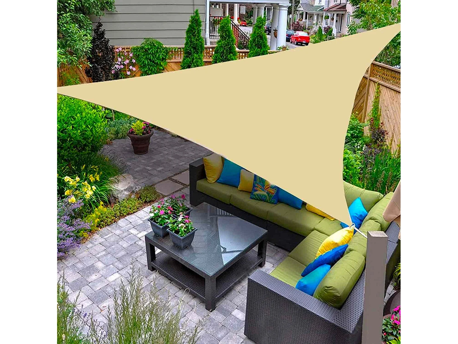 Malibu - Vela triangular de sombreamento 300x300x300 cm em PE 180g/m²