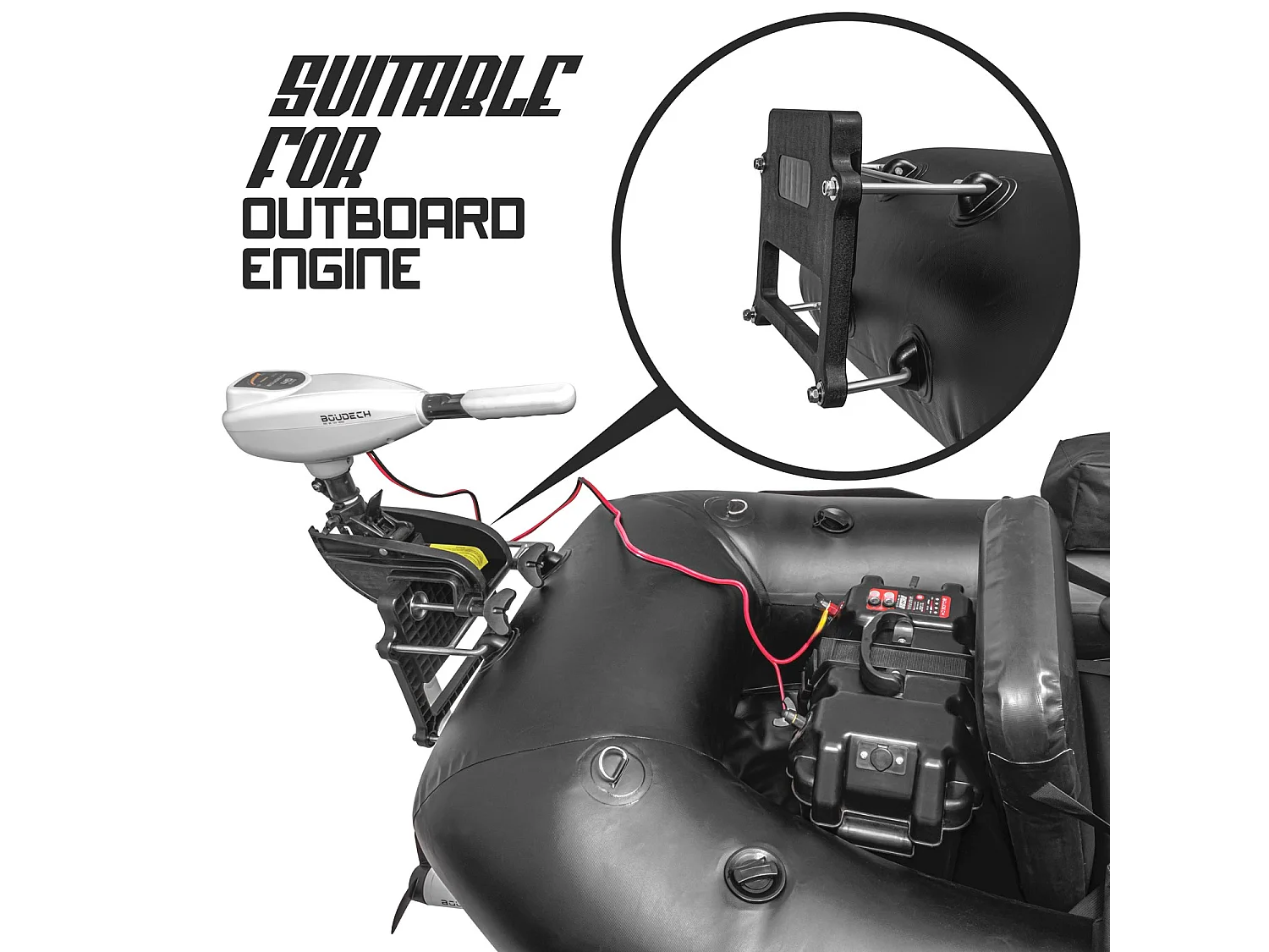 Tendy - Barco de pesca inflável PVC com câmara dupla, 175 cm