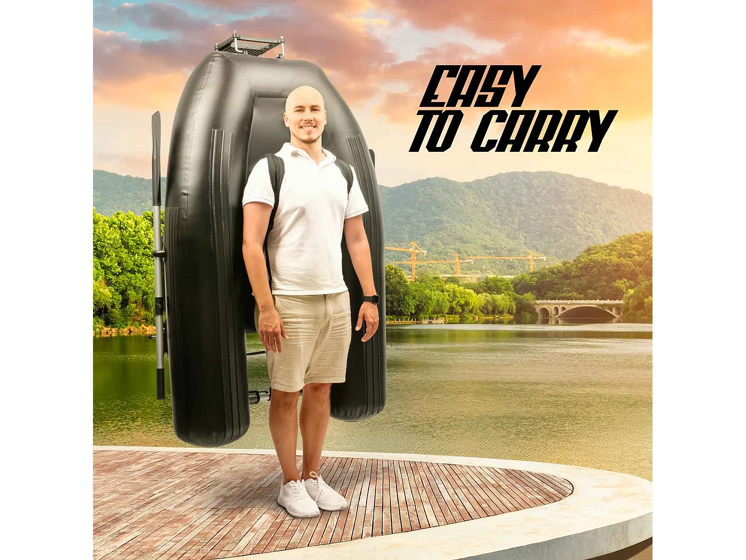 Tendy - Belly boat Barca da pesca gonfiabile in PVC con doppia camera d'aria, 175 cm