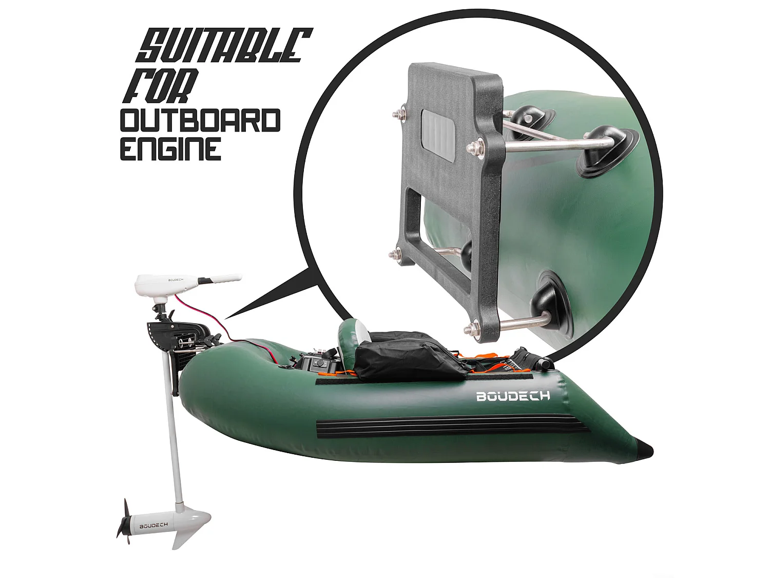 Talla - Barco de pesca inflável PVC com câmara dupla, 185 cm