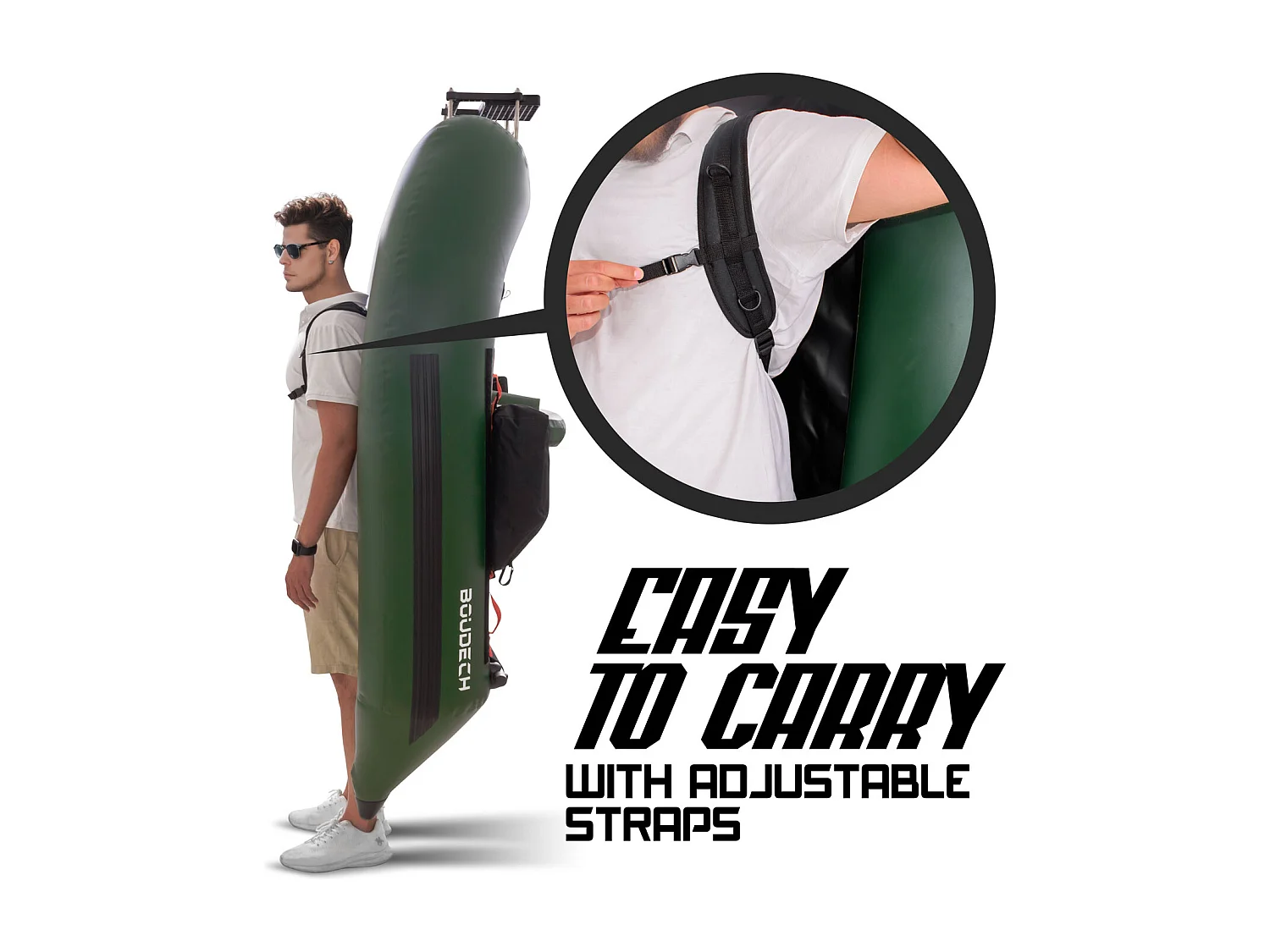 Talla - Barco de pesca inflável PVC com câmara dupla, 185 cm