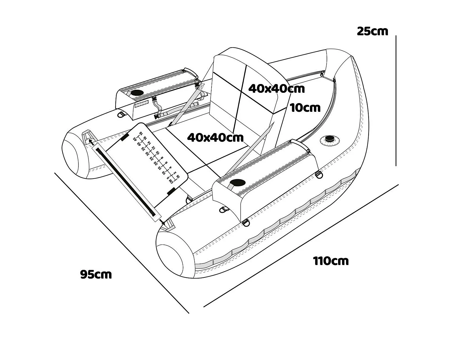 Trawler - Barco de pesca inflável de poliéster com câmara de ar dupla, 110 cm