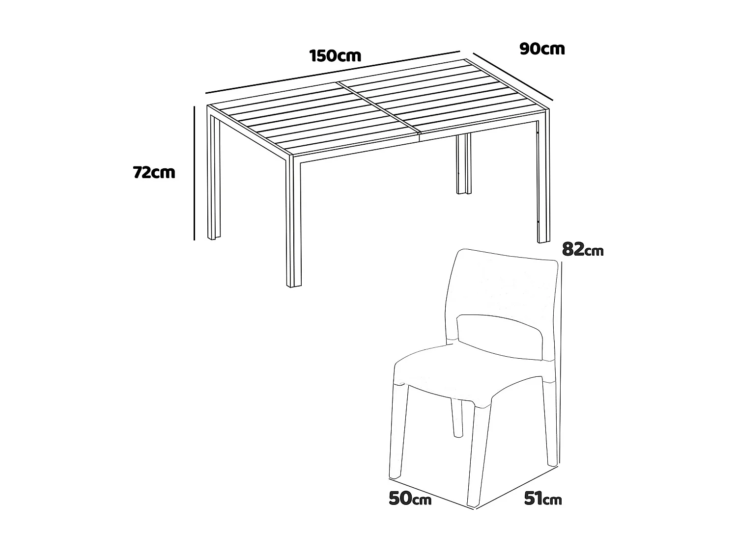 Ensemble de jardin avec table Giano et 6 chaises Klik/Klak