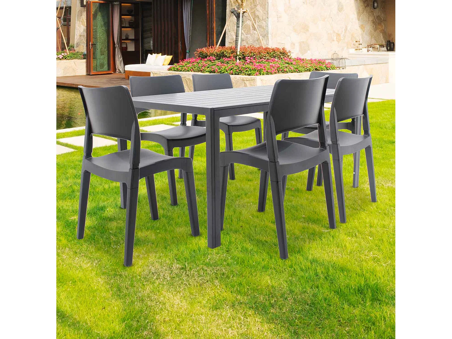 Ensemble de jardin avec table Giano et 6 chaises Klik/Klak