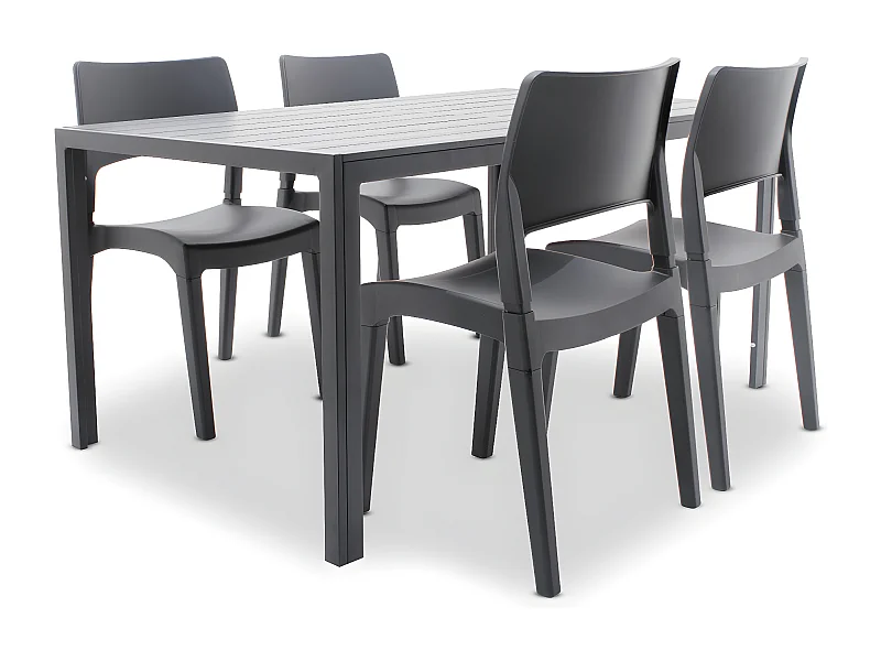 Conjunto de exterior con mesa Giano y 4 sillas Klik/Klak