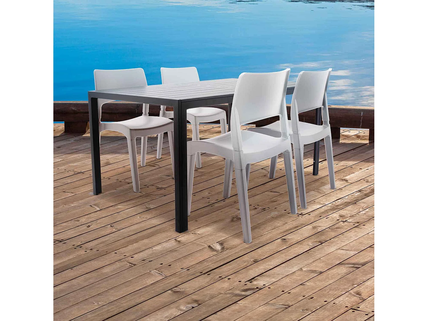 Set da pranzo per esterni con tavolo Giano e 4 sedie Klik/Klak