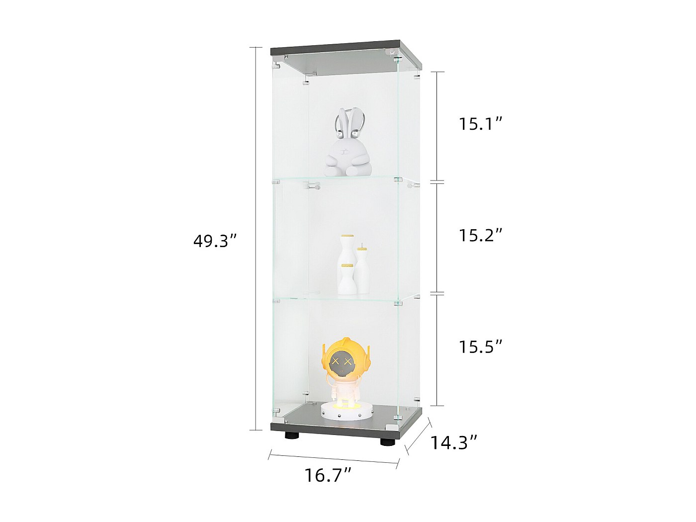Vetrina Moderna 4 Ripiani In Acrilico E Legno 160 Cm: Libreria Da Collezione Per Soggiorno E Studio - 4