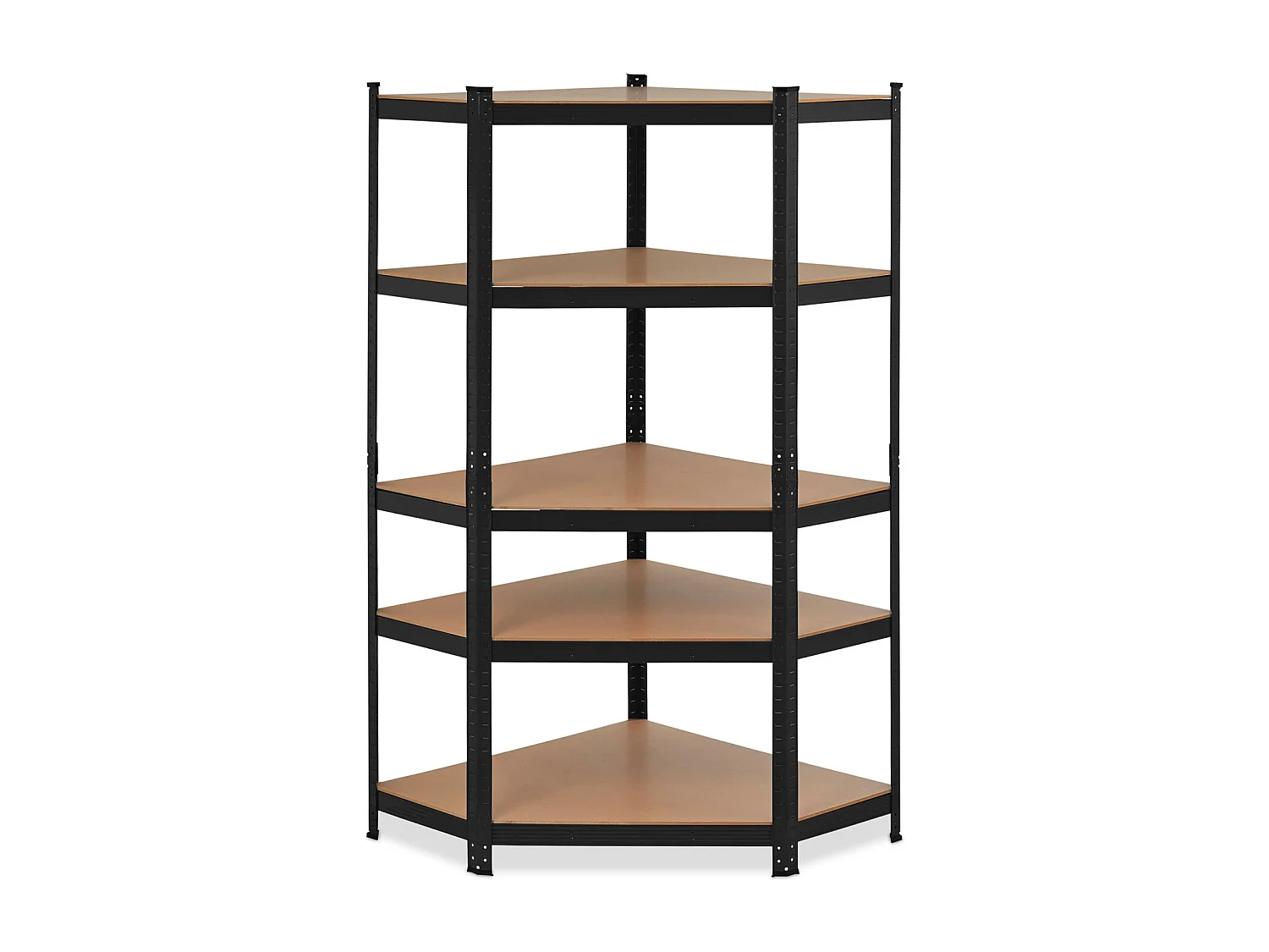 Nook - Scaffale angolare per carichi pesanti in metallo e MDF con 5 ripiani regolabili 180x75x40 cm