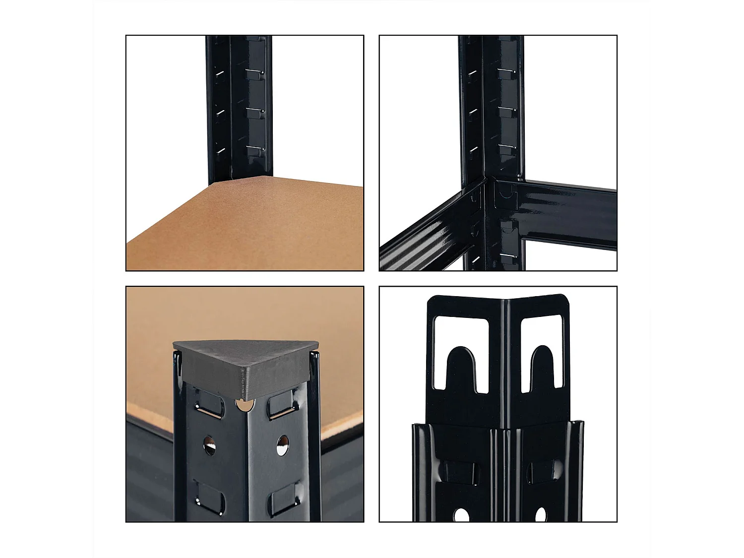 Nook - Scaffale angolare per carichi pesanti in metallo e MDF con 5 ripiani regolabili 180x75x40 cm