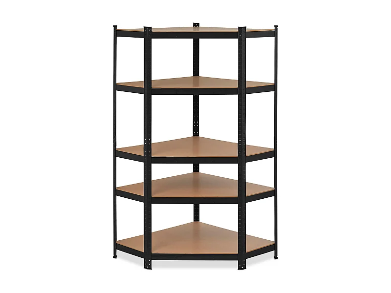 Nook - Scaffale angolare per carichi pesanti in metallo e MDF con 5 ripiani regolabili 180x75x40 cm