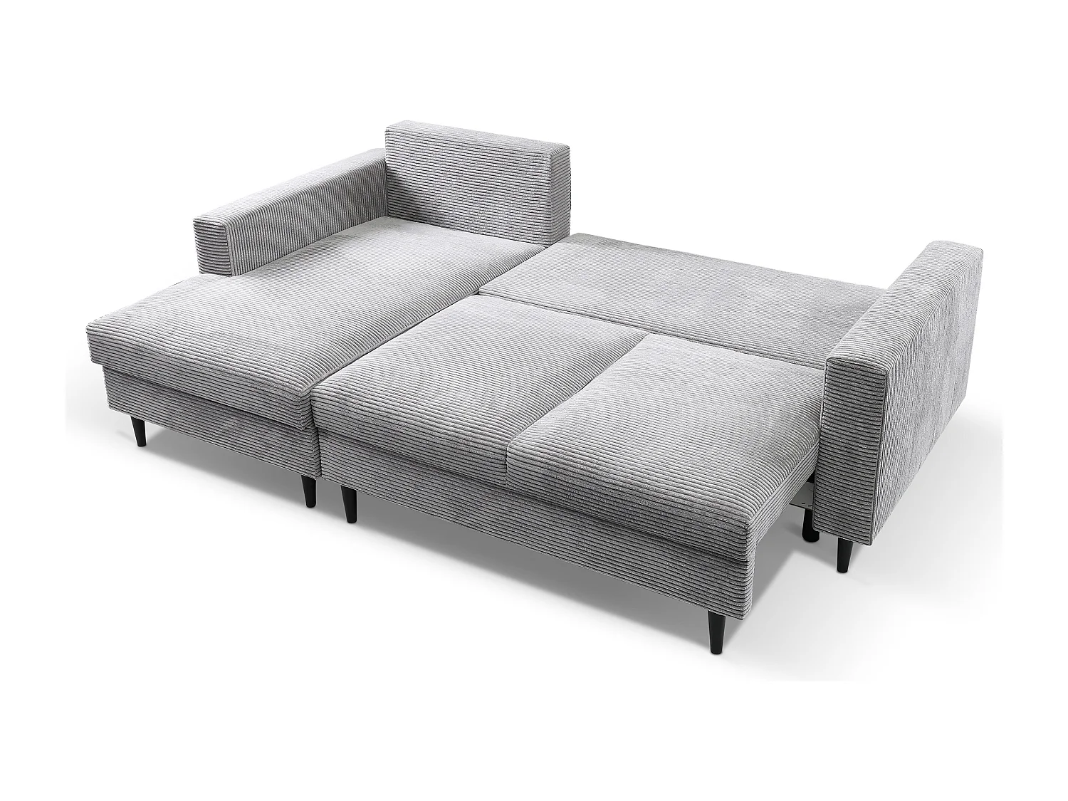 Hoekbank - met L-vormige slaapfunctie - grijs corduroy - linkerzijde - NALIKA