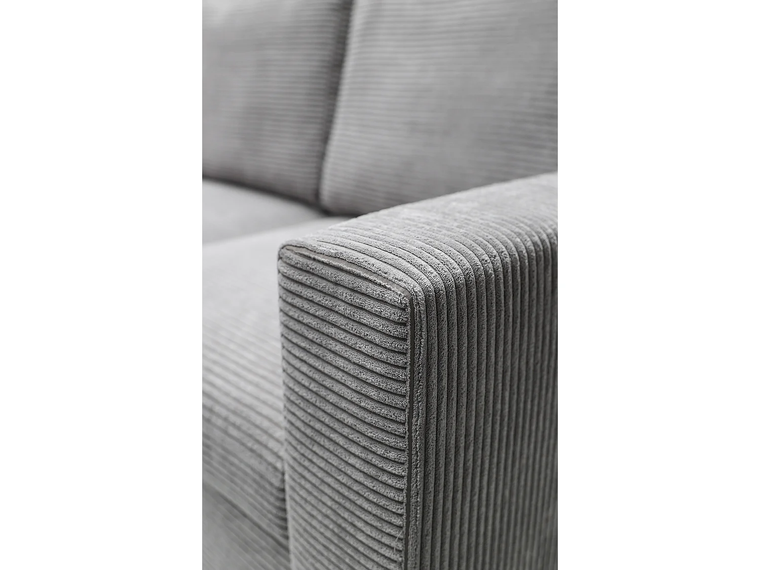 Hoekbank - met L-vormige slaapfunctie - grijs corduroy - linkerzijde - NALIKA