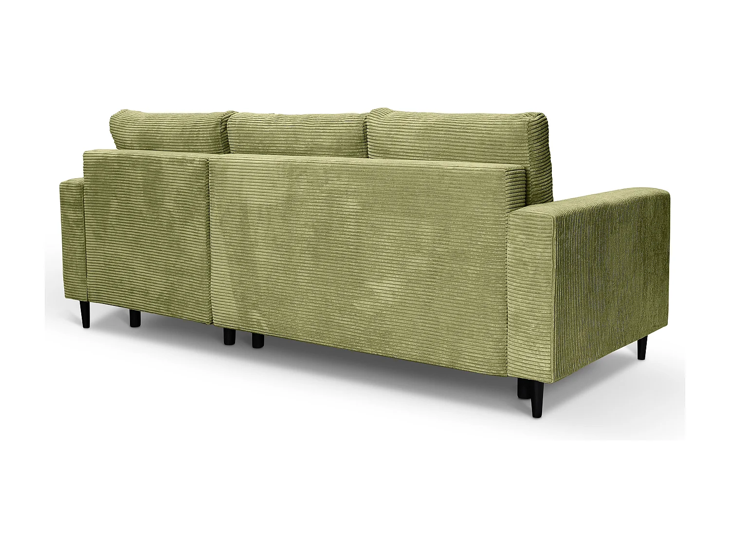 Hoekbank - met L-vormige slaapfunctie - pistachekleurig corduroy - rechterkant - NALIKA