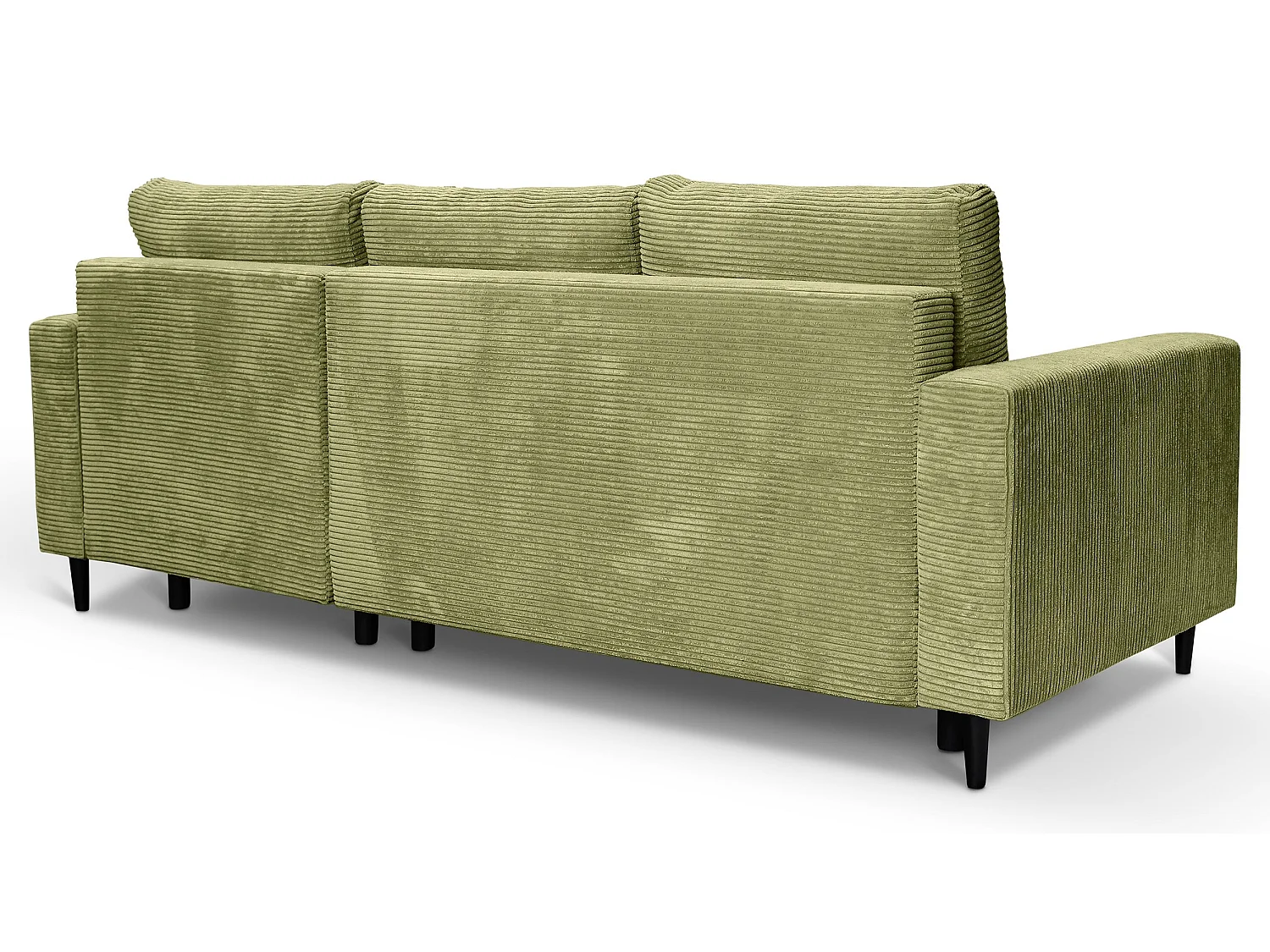 Canapé d'angle - avec fonction couchage en L - velours côtelé couleur pistache - côté droit - NALIKA