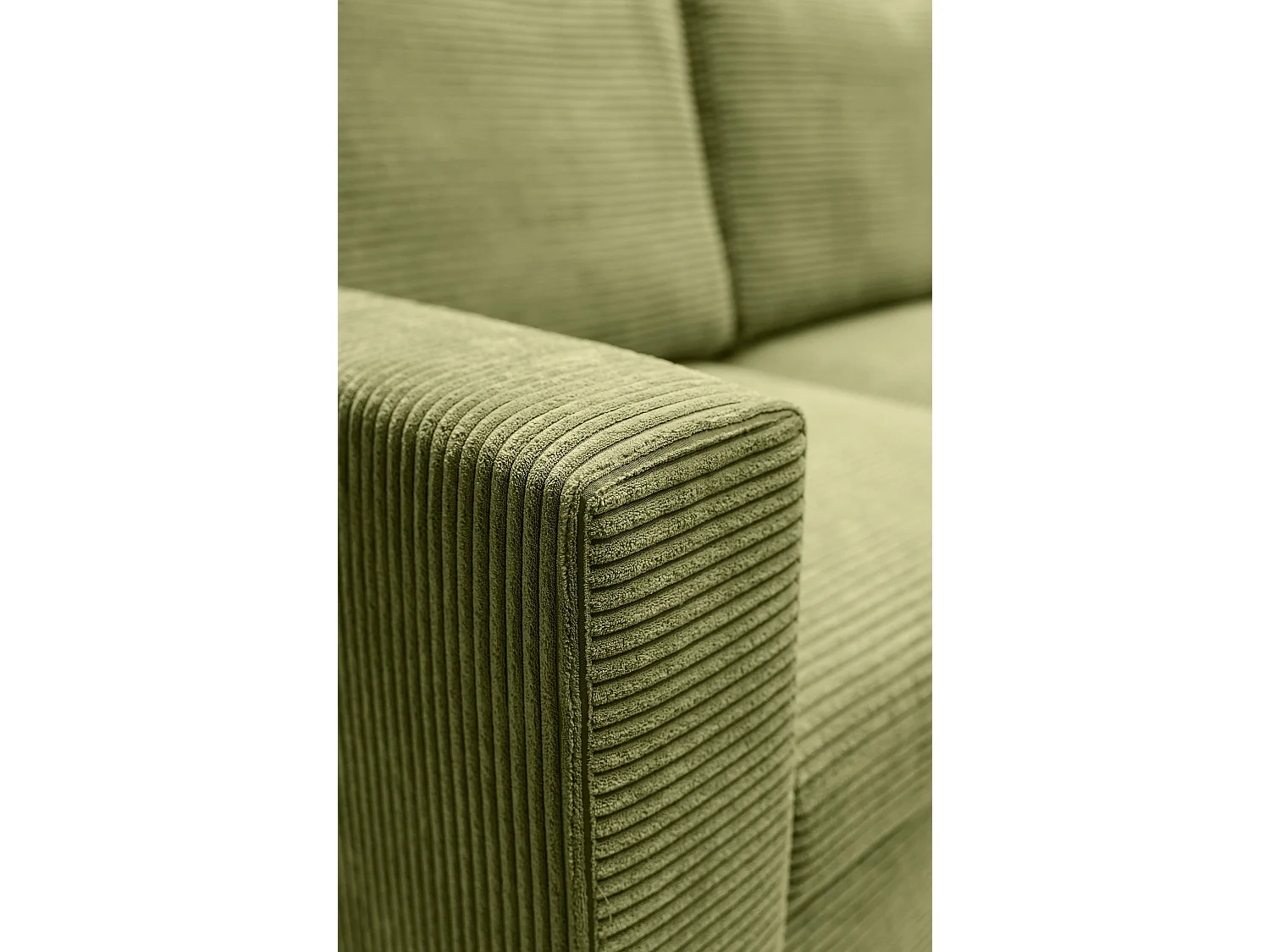 Canapé d'angle - avec fonction couchage en L - velours côtelé couleur pistache - côté droit - NALIKA