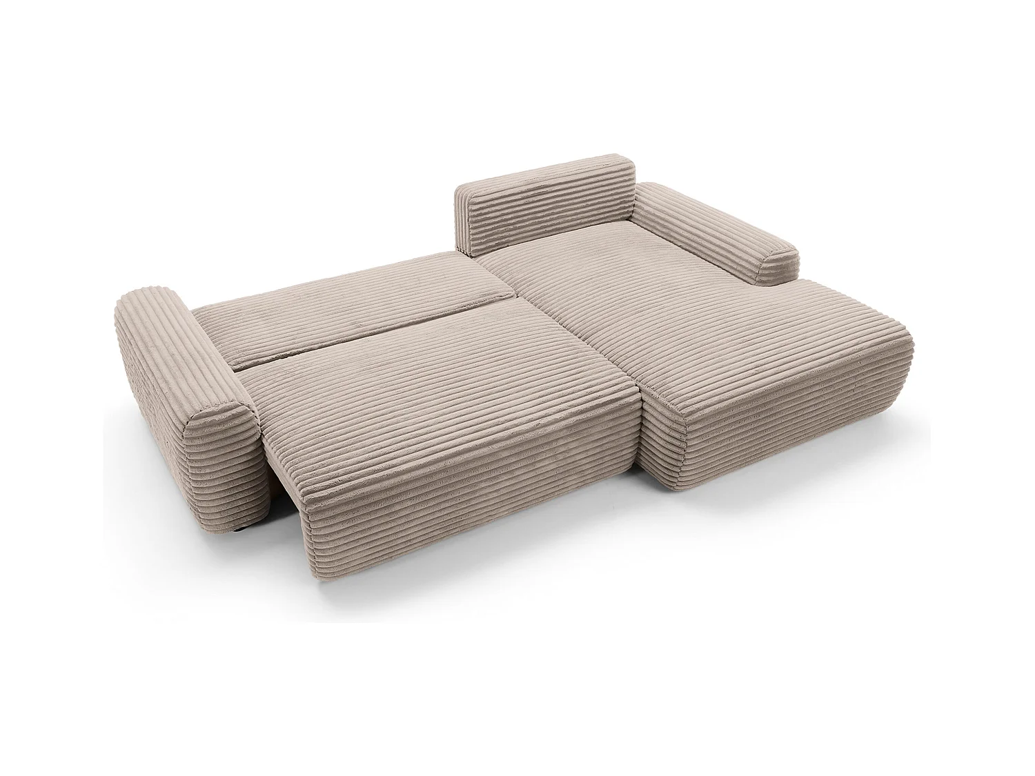 Ecksofa mit Schlaffunktion - Breitcord-Bezug - beige - rechtsseitig - ALFERIA