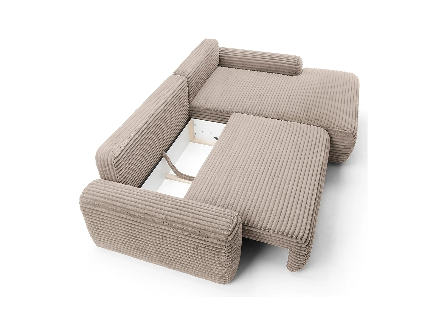 Ecksofa mit Schlaffunktion - Breitcord-Bezug - beige - rechtsseitig - ALFERIA