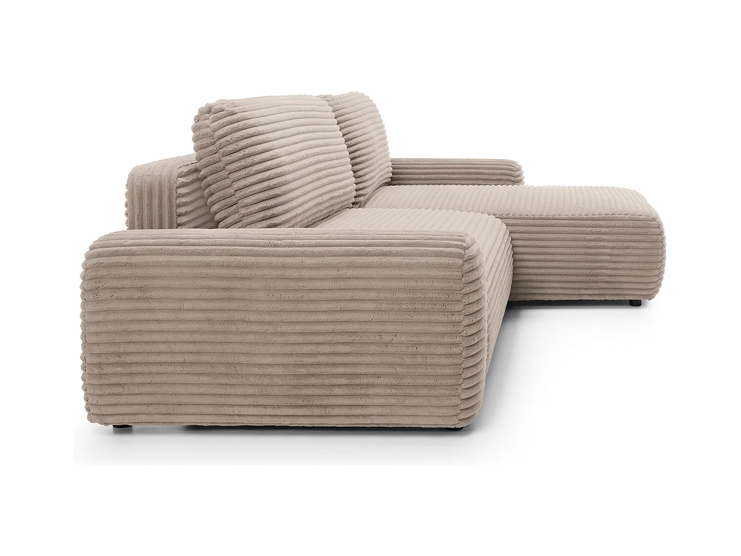 Ecksofa mit Schlaffunktion - Breitcord-Bezug - beige - rechtsseitig - ALFERIA