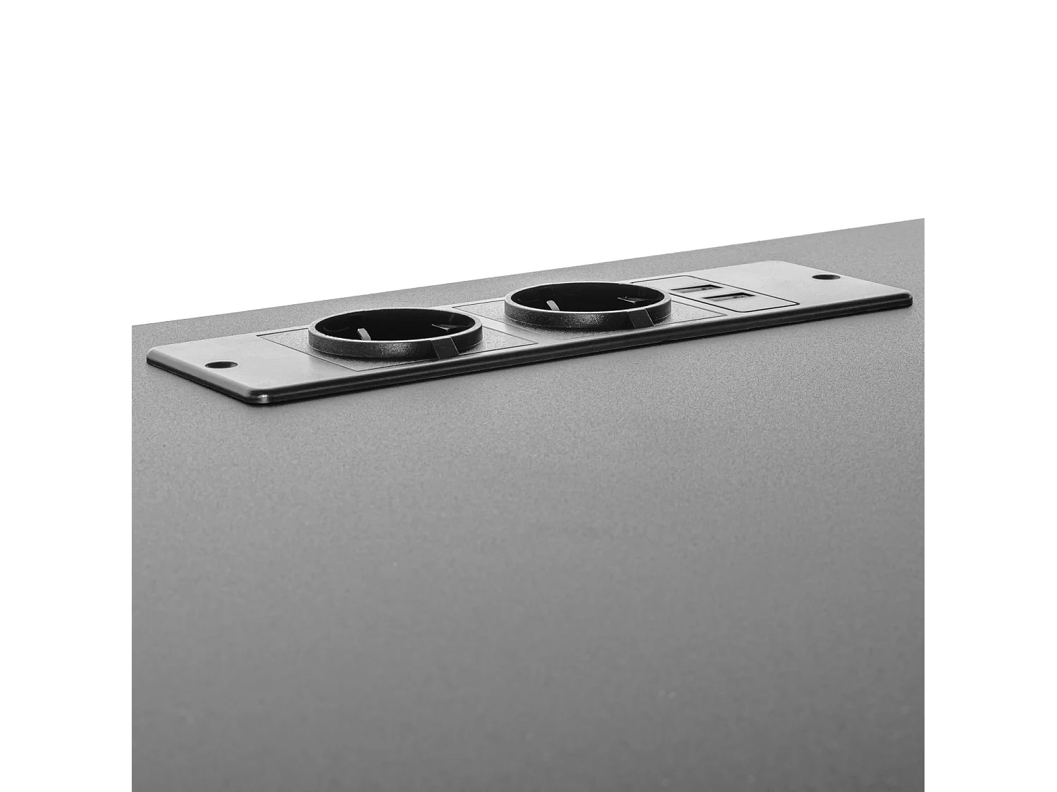 Hariyang - Mesa de metal com prateleira de madeira 120x50 cm equipada com 2 soquetes Shuko e 2 portas USB