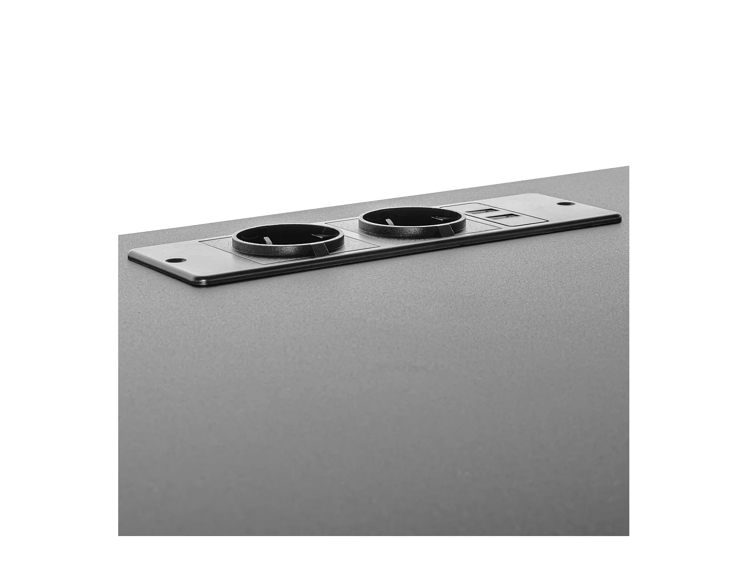 Hariyang - Escritorio de metal con estante de madera 120x50 cm con 2 tomas shuko y 2 puertos USB