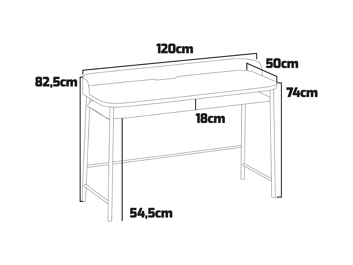 Hariyang - Escritorio de metal con estante de madera 120x50 cm con 2 tomas shuko y 2 puertos USB
