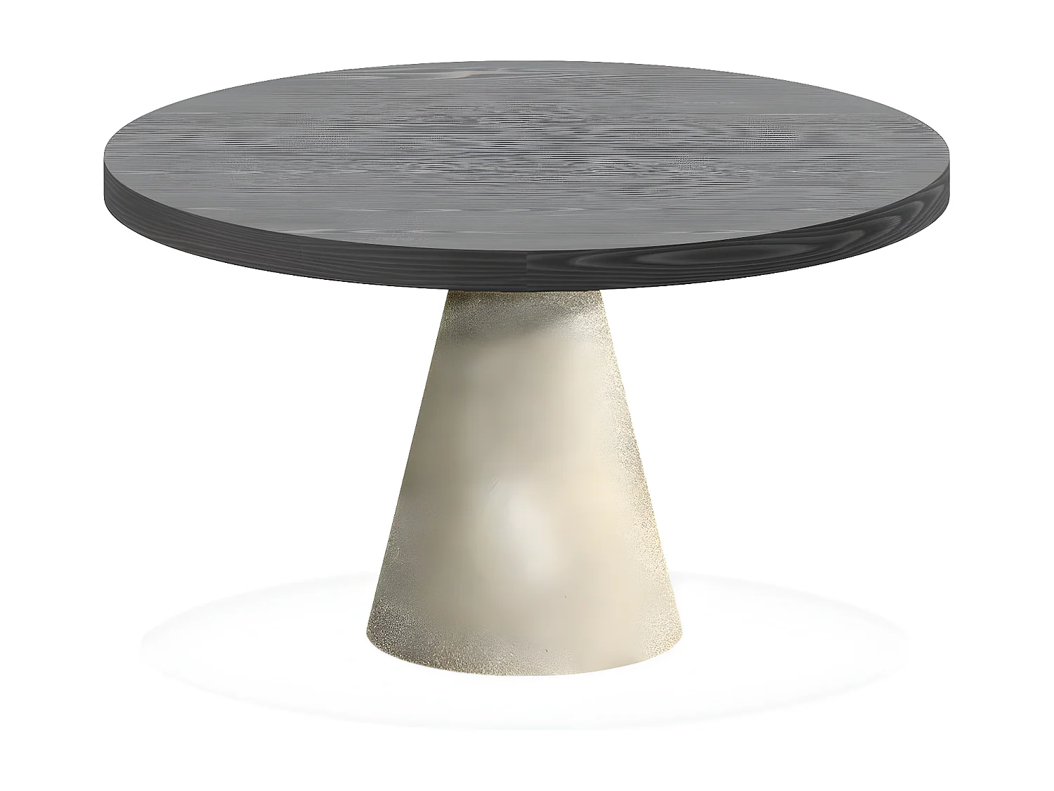 Artù Brass - Tavolo da pranzo rotondo ⌀ 120 cm in legno laminato con base a cono in metallo, top nero