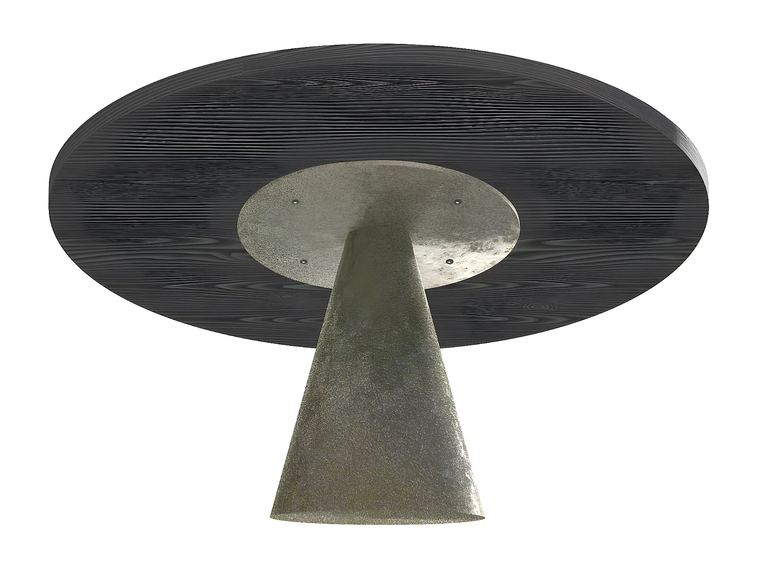 Artù Brass - Tavolo da pranzo rotondo ⌀ 120 cm in legno laminato con base a cono in metallo, top nero