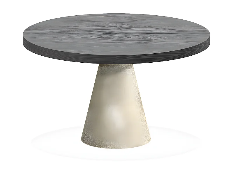 Artù Brass - Tavolo da pranzo rotondo ⌀ 120 cm in legno laminato con base a cono in metallo, top nero