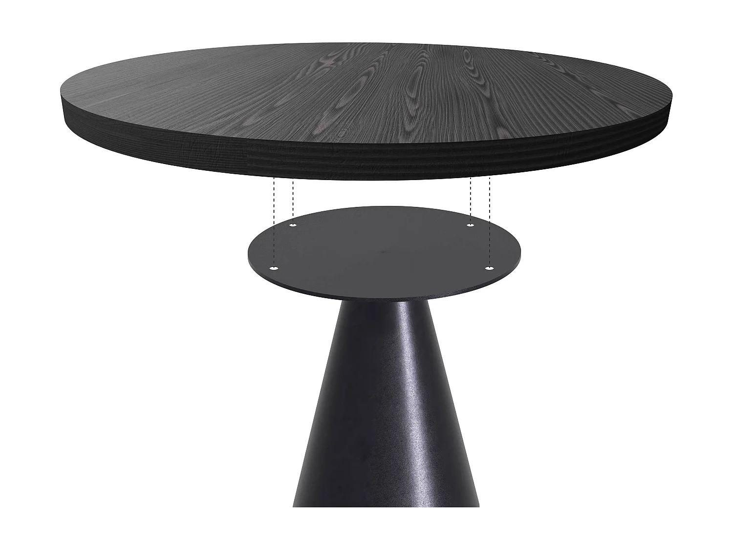 Artù Black - Table ronde Ø 120 cm en bois stratifié avec base en cône en métal, couleur noir