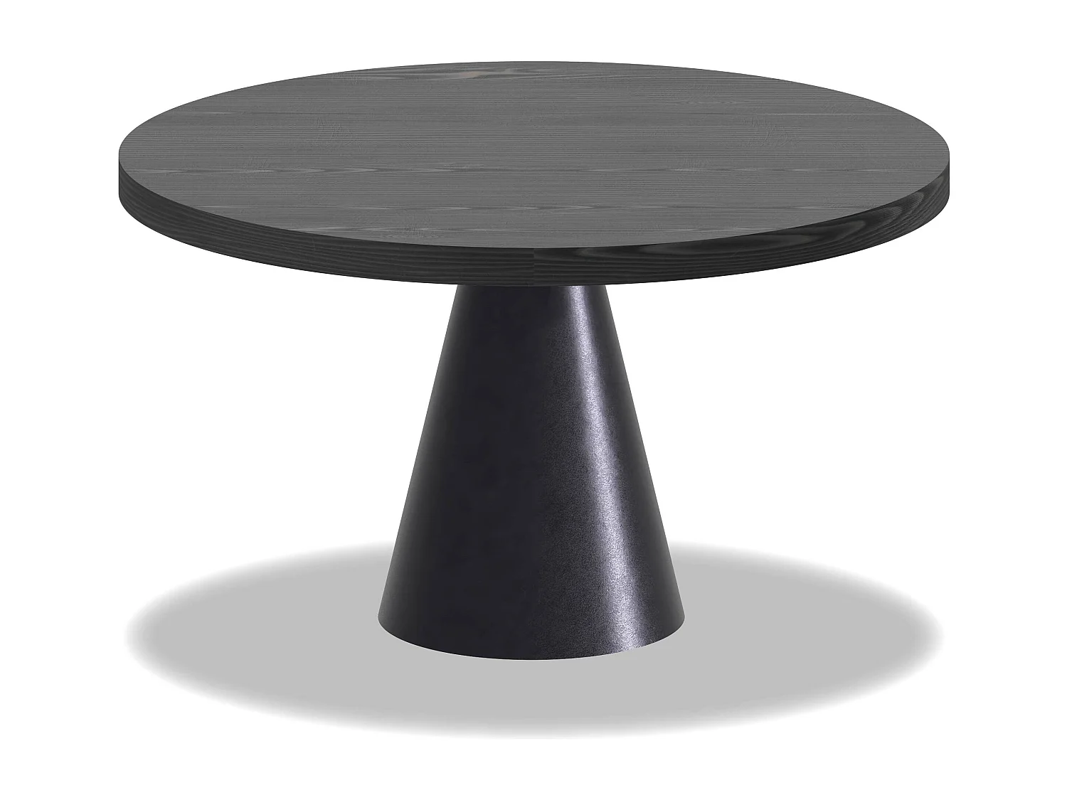 Artù Black - Tavolo da pranzo rotondo ⌀ 120 cm in legno laminato con base a cono in metallo, top nero