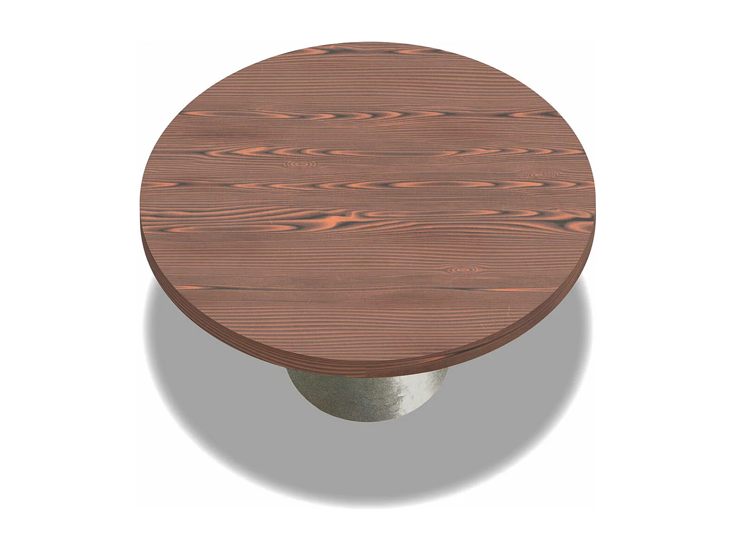Artù Brass - Mesa de comedor redonda Ø 120 cm en madera laminada con base de cono de metal, color madera oscura