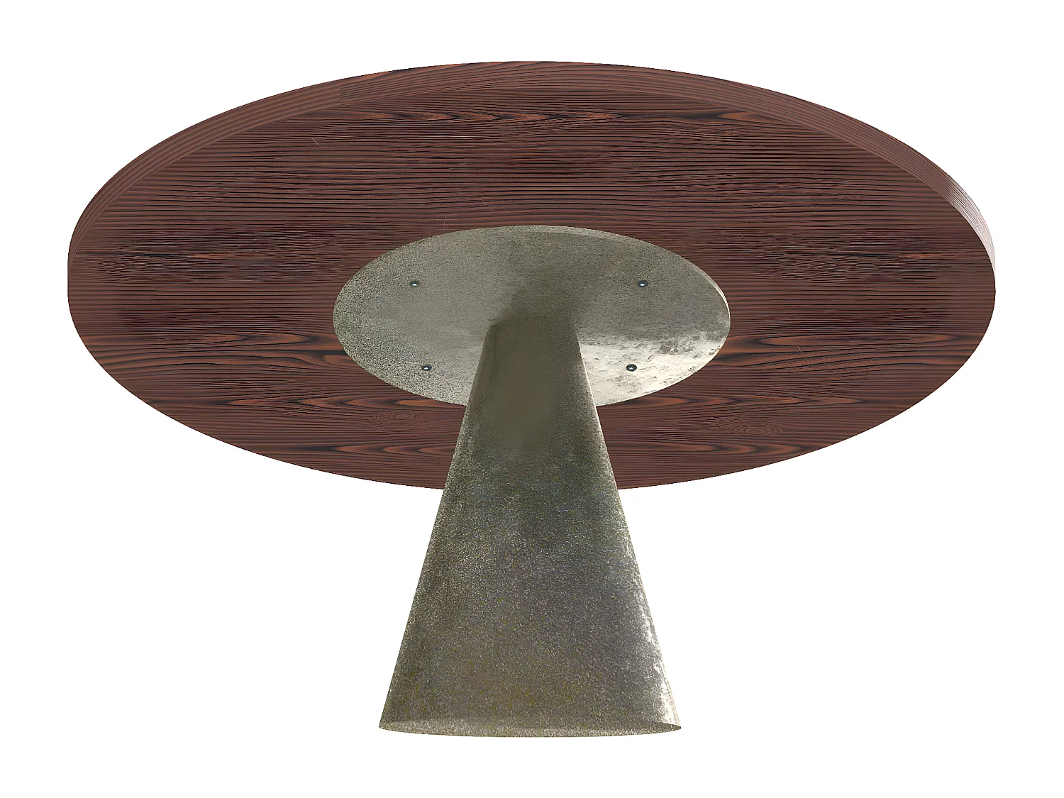 Artù Brass - Mesa de comedor redonda Ø 120 cm en madera laminada con base de cono de metal, color madera oscura