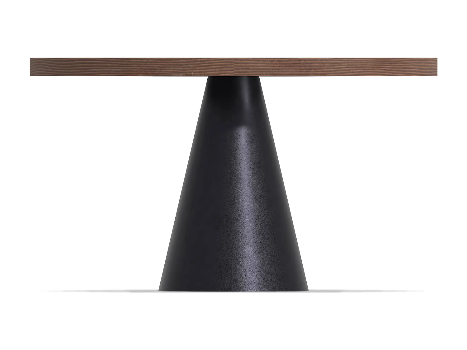 Artù Black - Mesa de comedor redonda Ø 120 cm en madera laminada con base de cono de metal, color madera oscura