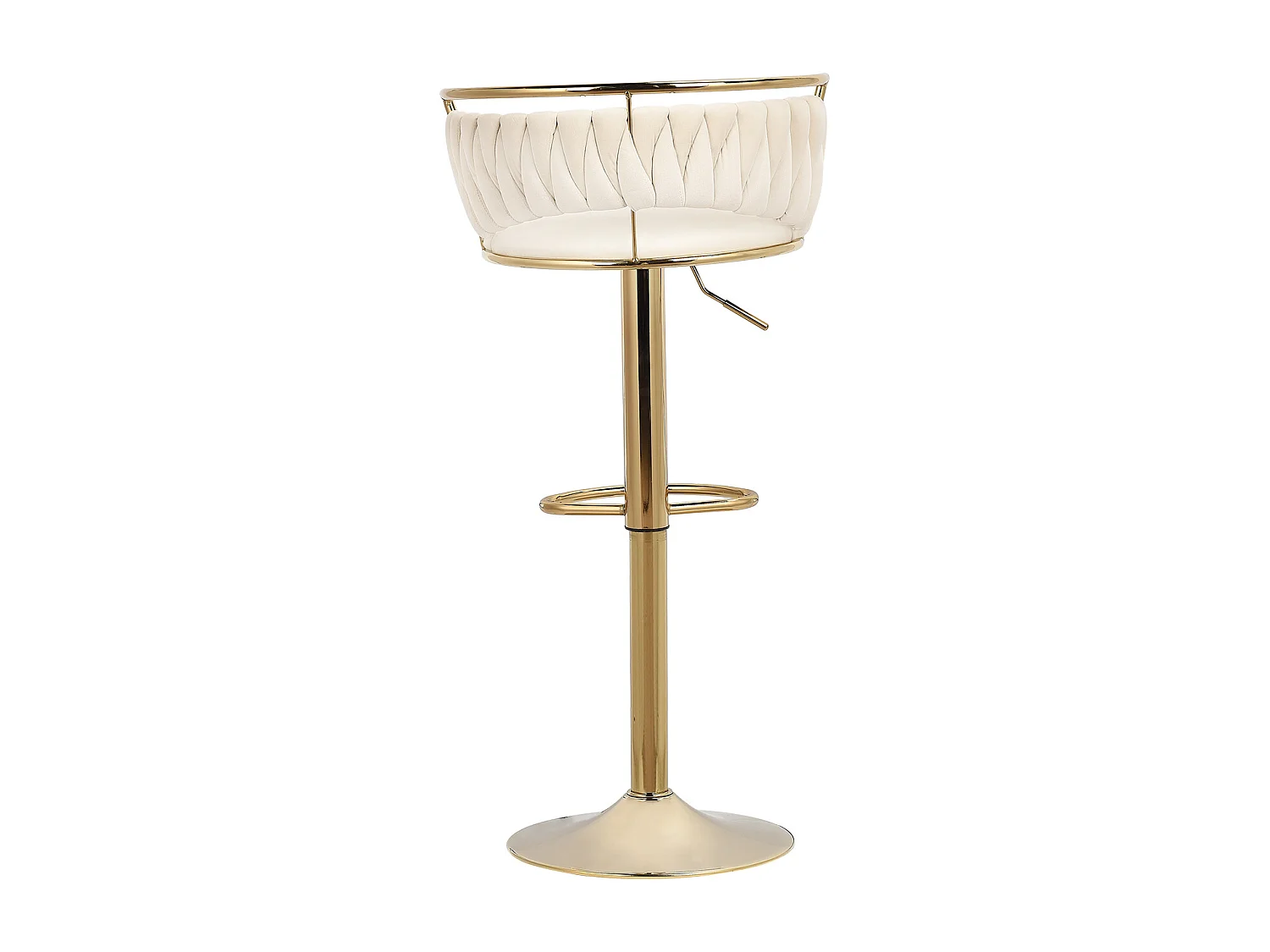 Lot de 2 tabourets de bar - Velours - avec pied doré - noir