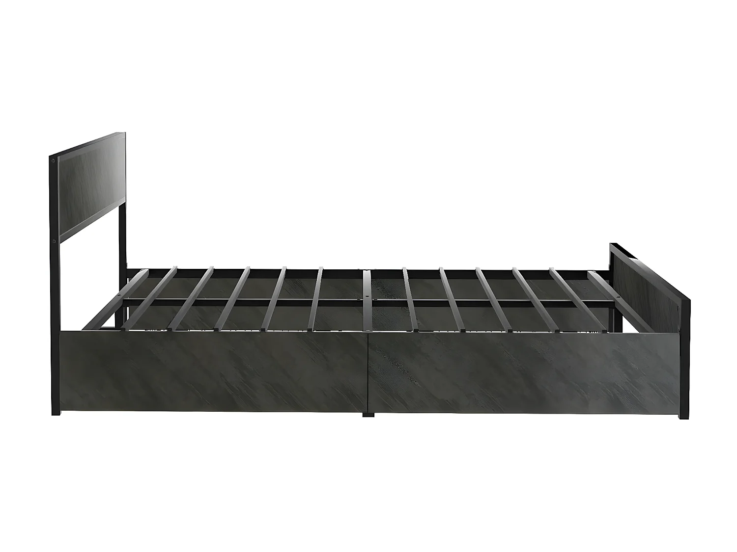 Hekla - Struttura letto matrimoniale in legno e metallo con 4 cassetti, 162x195 cm colore cemento