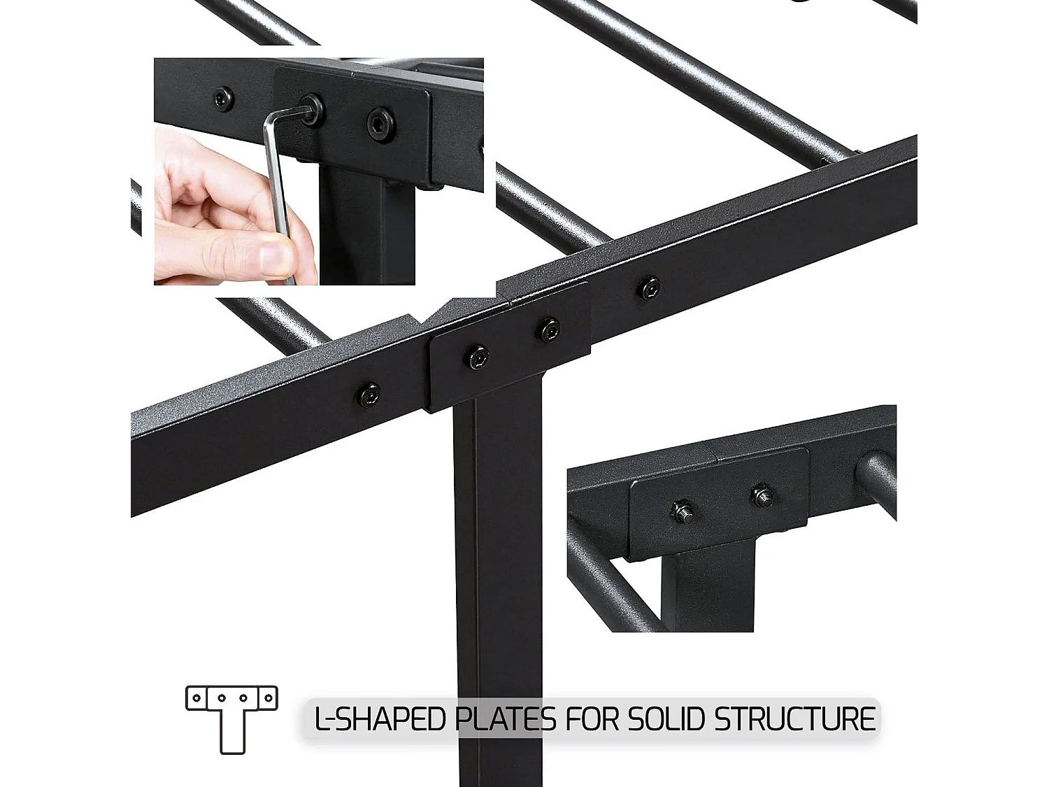 Katla - Estrutura de cama dupla em metal, 167x207 cm