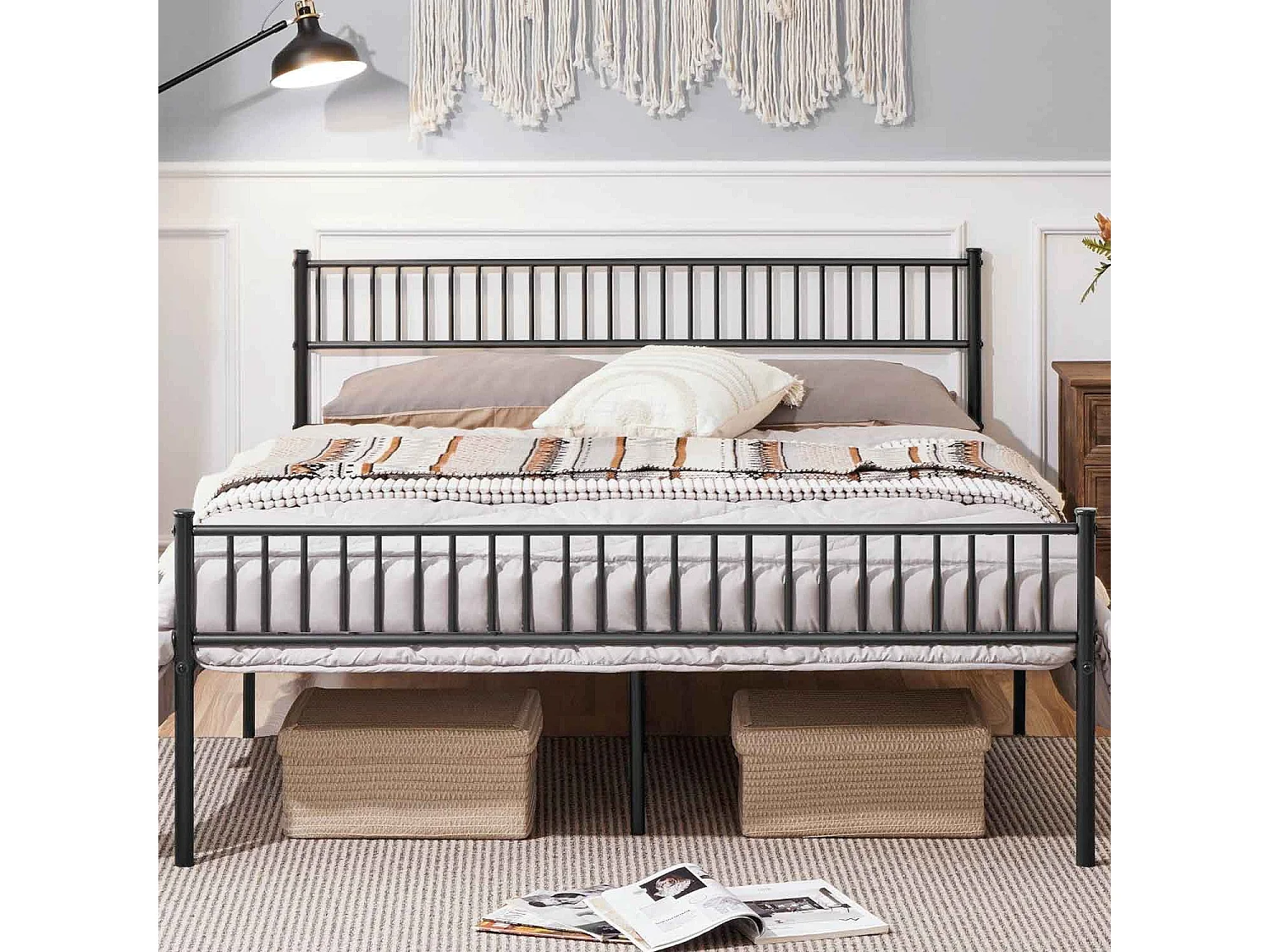 Katla - Struttura letto matrimoniale in metallo, 167x207 cm