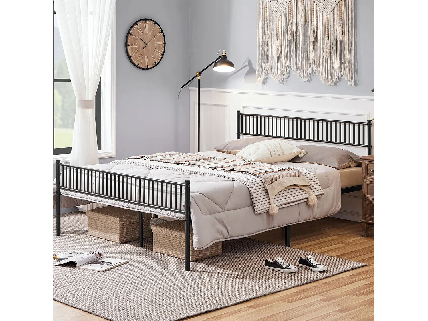 Katla - Struttura letto matrimoniale in metallo, 167x207 cm