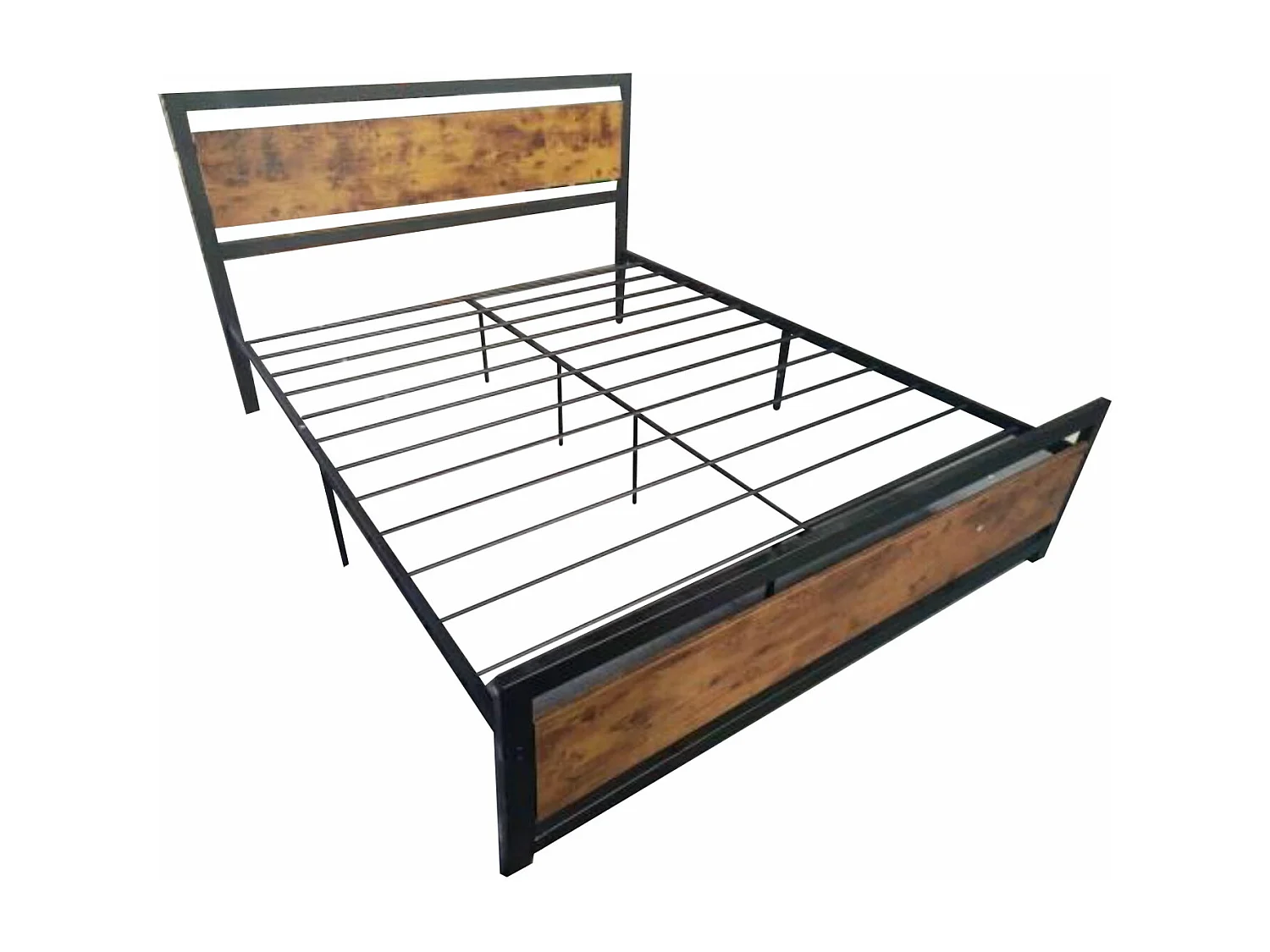 Etna - Estructura de cama doble en madera y metal, 162x195 cm color marrón