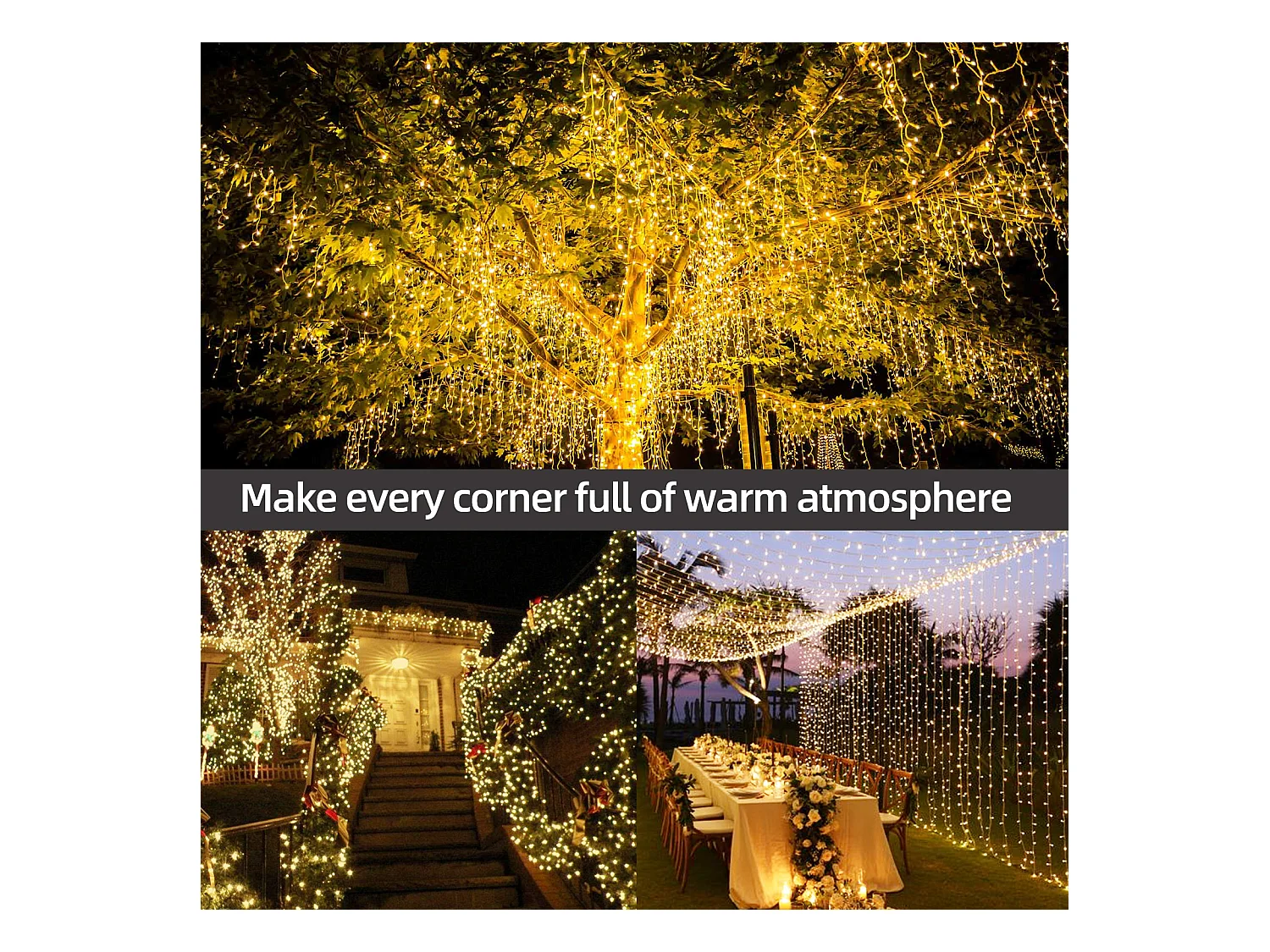 80M 800 LED lichtsnoer carnaval bruiloft buiten binnen tuinverlichting, warm wit