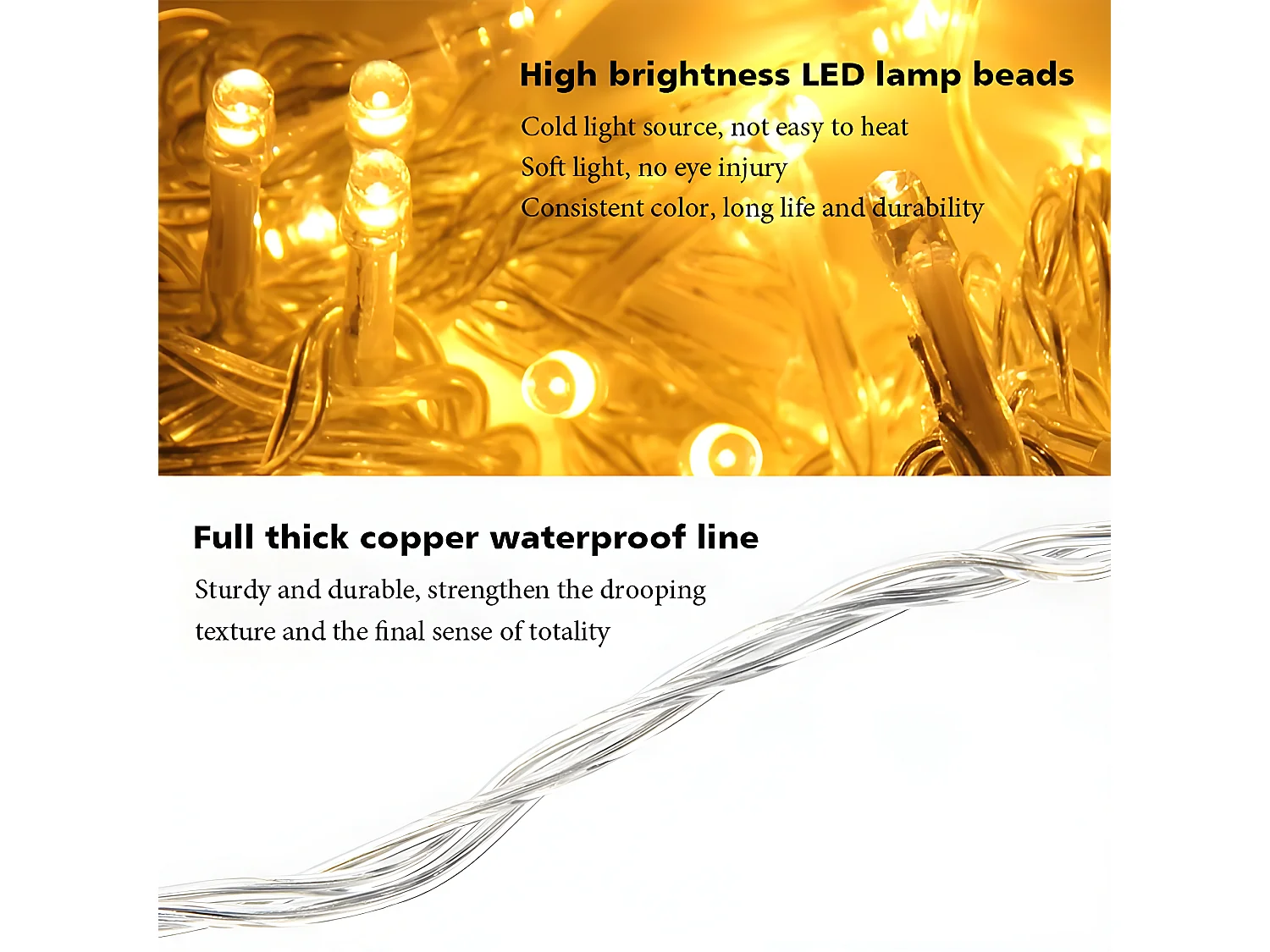 80M 800 LED Guirlande lumineuse Carnaval Mariage Extérieur Intérieur Jardin Éclairage, blanc chaud