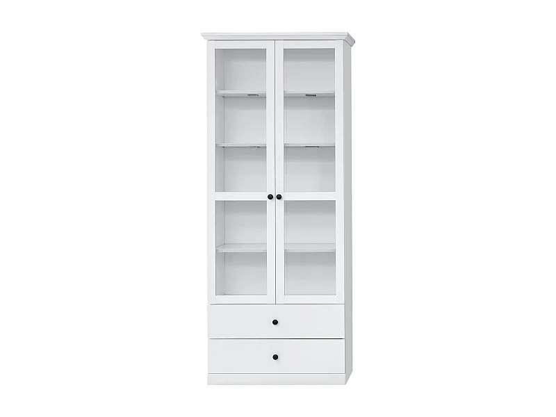 Vitrine 2 portes avec vitrine 2 tiroirs style campagnard moderne Valex 81cm