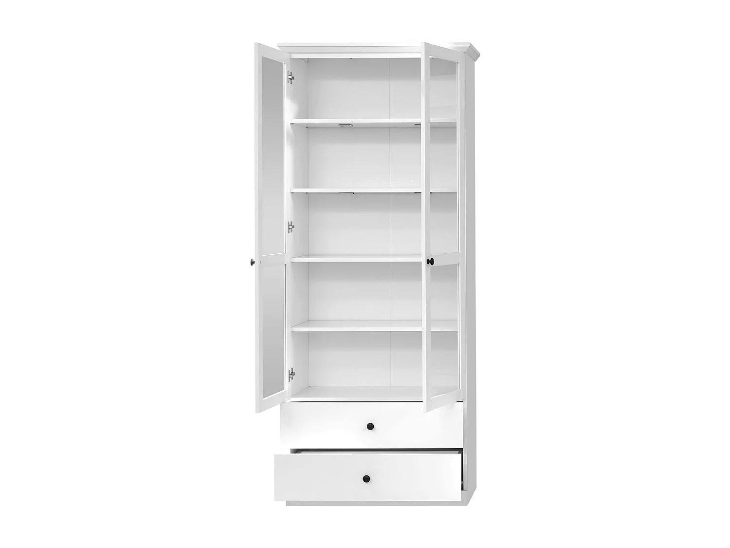 Vitrine 2 portes avec vitrine 2 tiroirs style campagnard moderne Valex 81cm