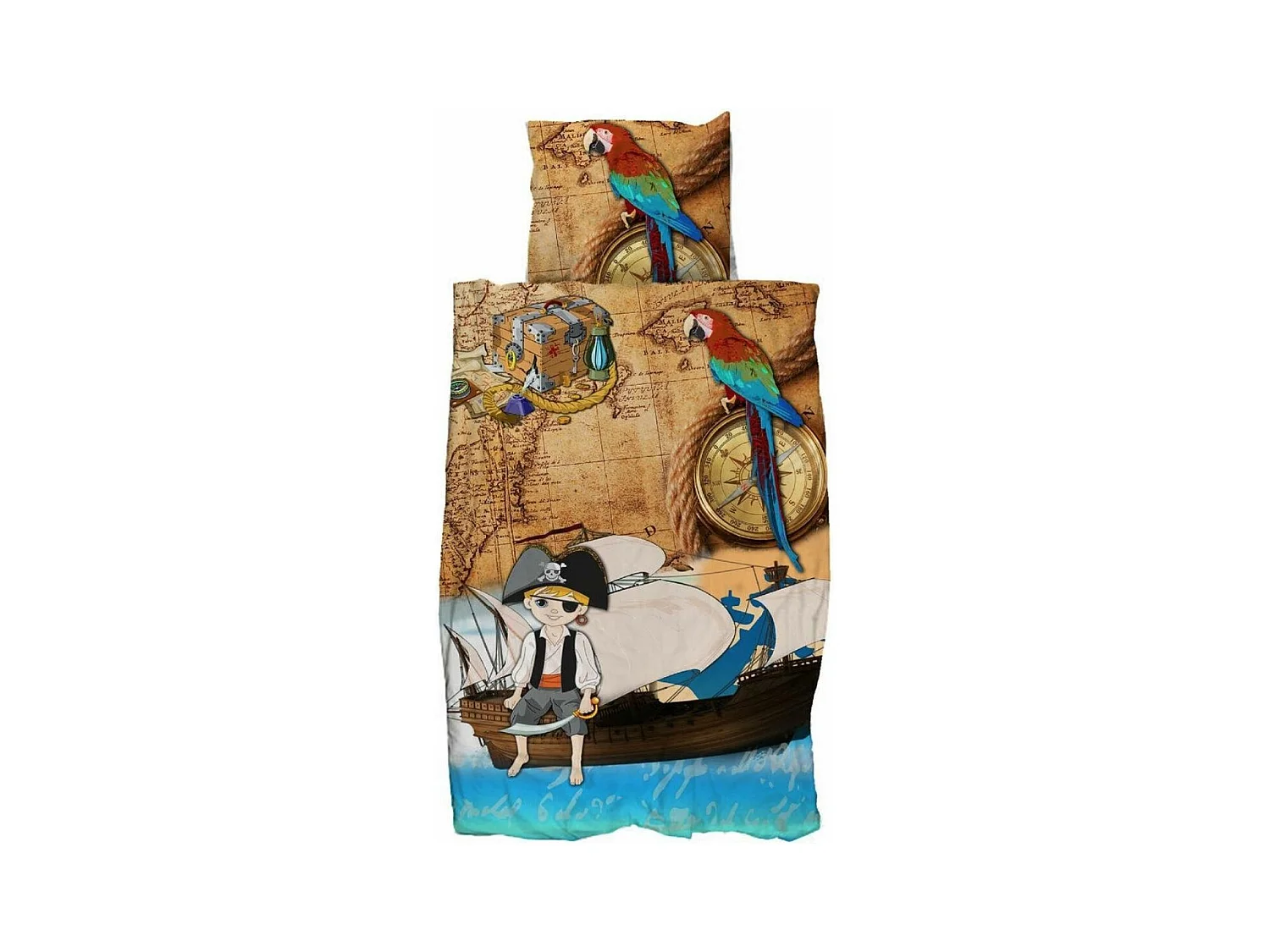 Parure de Lit Enfant 2 Pièces "Pirate" 140x220cm Multicolore