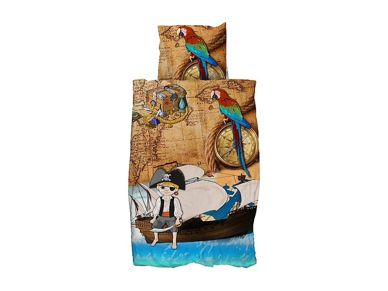 Parure de Lit Enfant 2 Pièces "Pirate" 140x220cm Multicolore