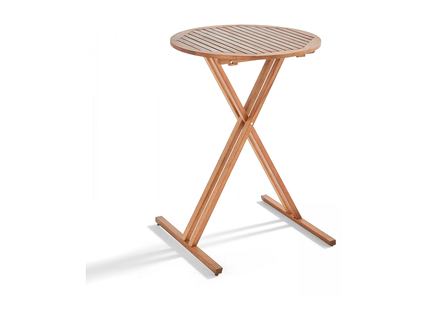 Mange-debout pliant rond en bois d'eucalyptus