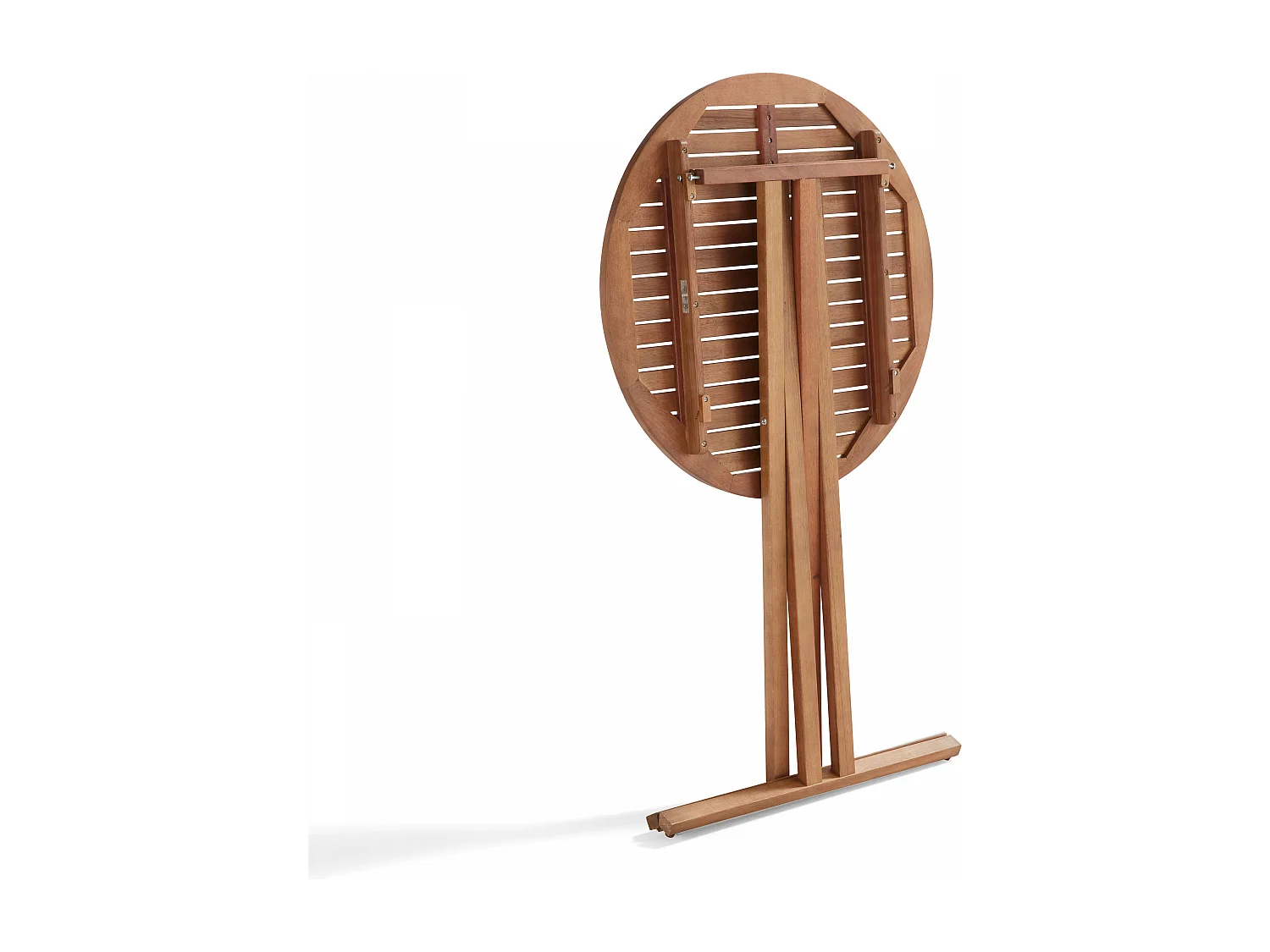 Mange-debout pliant rond en bois d'eucalyptus