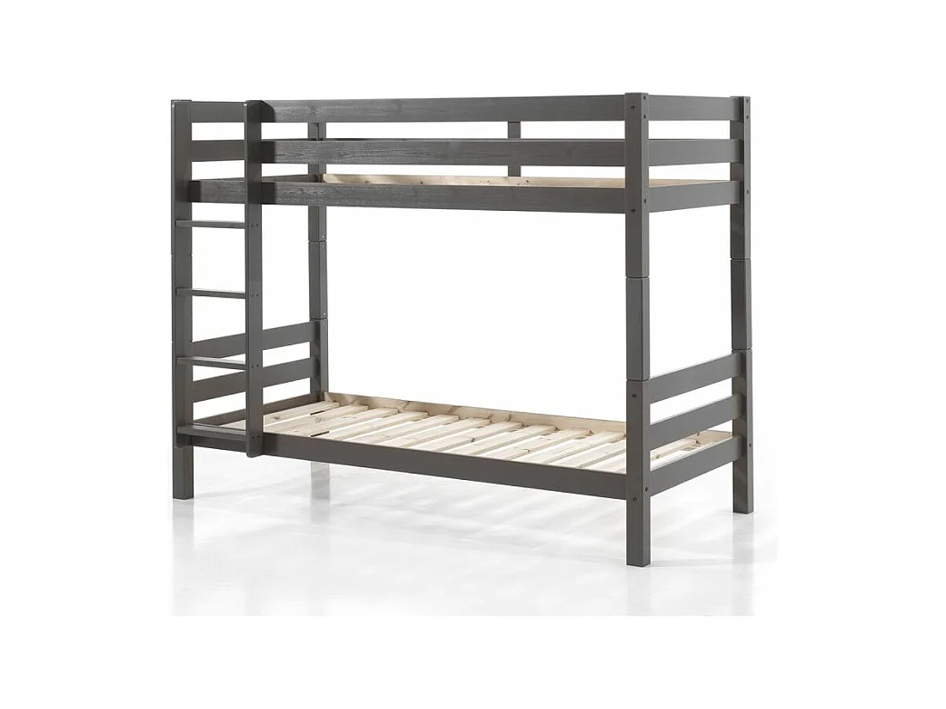 Lit Superposé Enfant Bois "Pino" 90x200cm Taupe